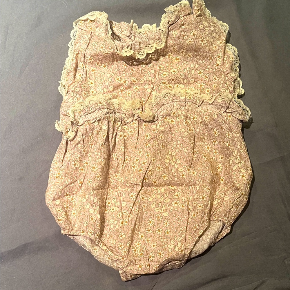 Floral Lace Trimmed Kids One Piece